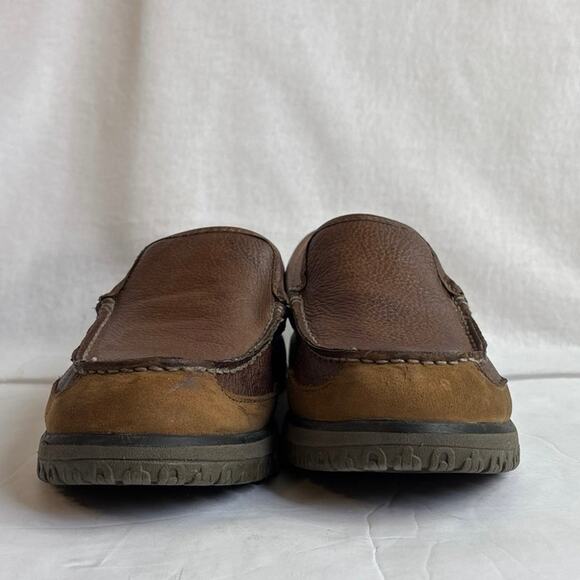 LL Bean All Week Moc Slippers Brown Leather Fur Lined Slip On Shoe Mens Sz 10 - Picture 3 of 9